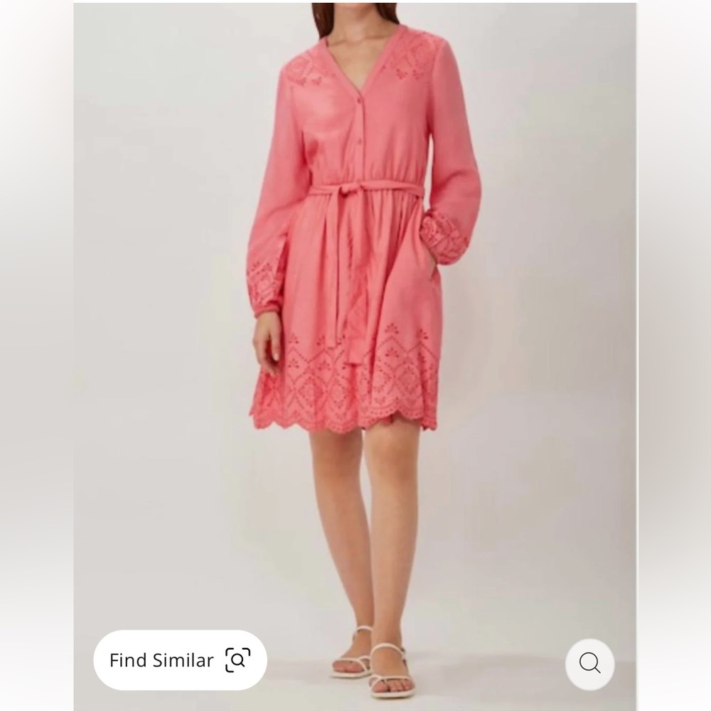 NWT Ecru Pink Eyelet Button-Up Dress